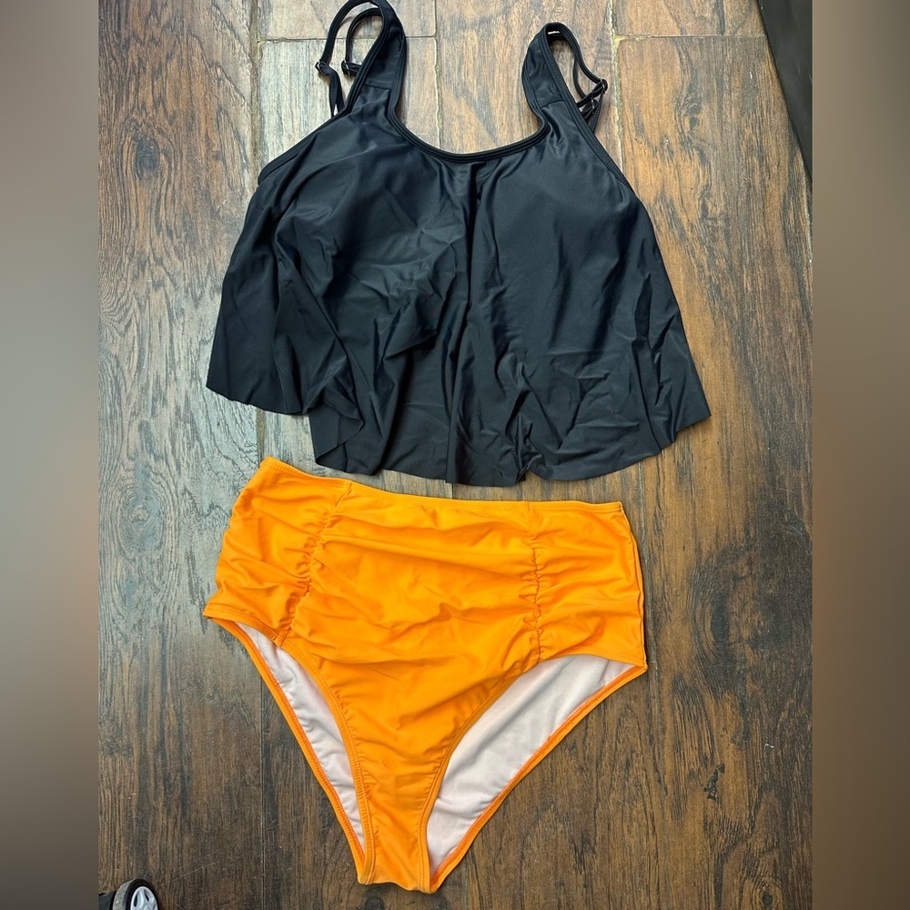 Black and Orange Two-Piece Swimsuit <<<<209>>>>